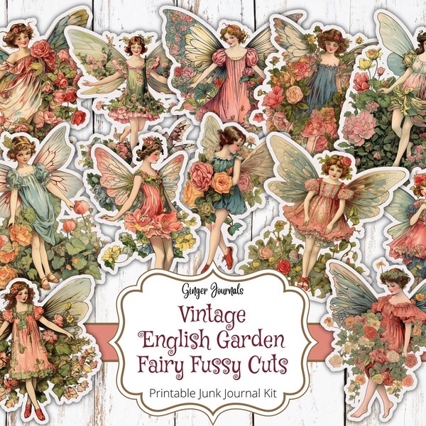 Fairy Fussy Cuts, Vintage Fairy Ephemera, Garden Ephemera, Flower Fairy Ephemera, Junk Journal Printable, Ginger Journals, FY