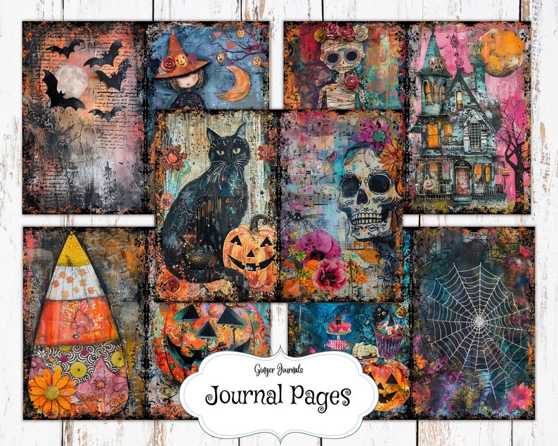 Bohemian Halloween Collage Junk Journal Printable, Junk Journal Kit ...