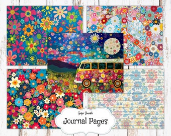 PRIDEパンフレット6冊セット 30 Page Hippie Junk Journal Kit, Flower Power, Junk Journal