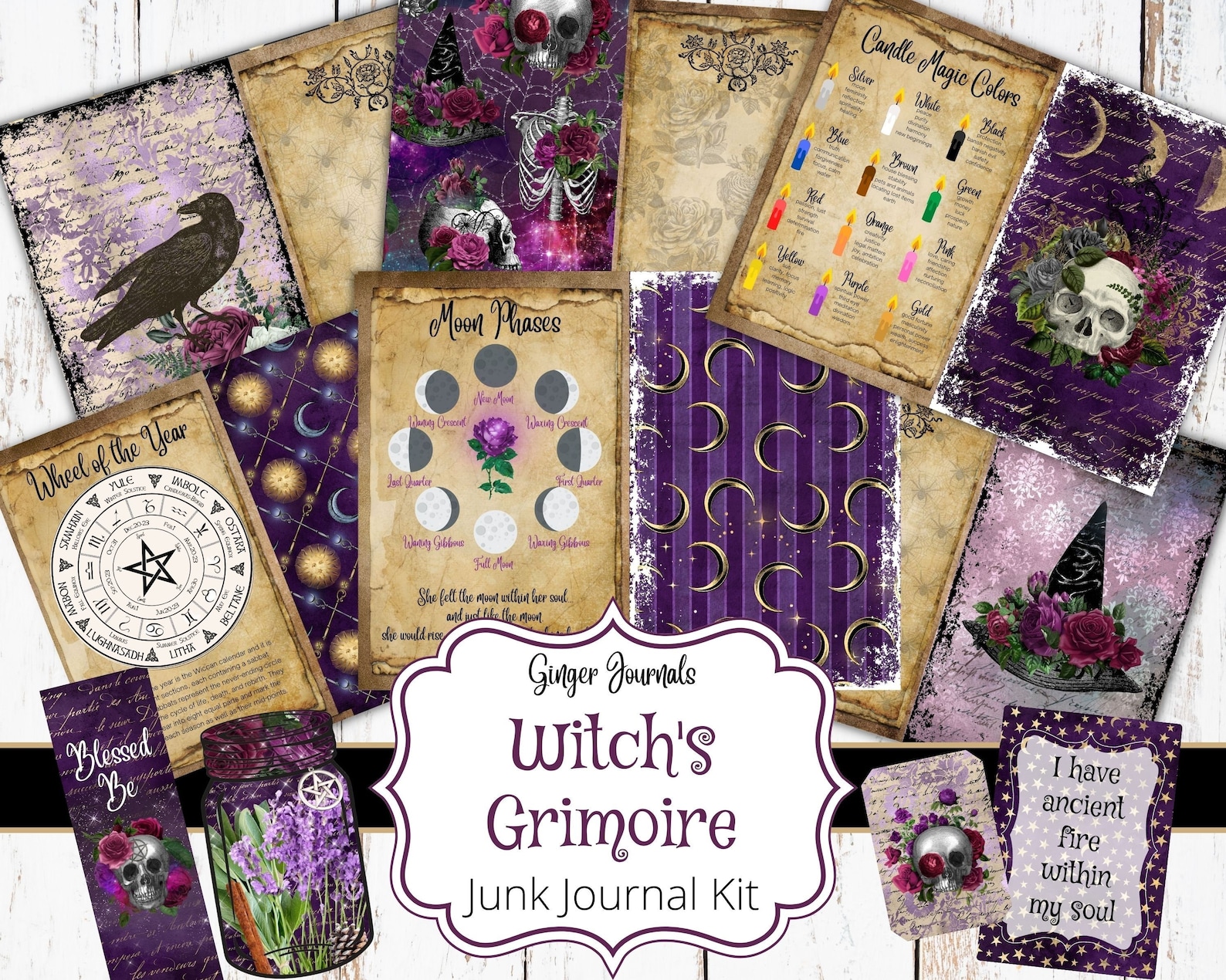 Witch's Grimoire Junk Journal Kit, Grimoire Journal, Junk Journal ...