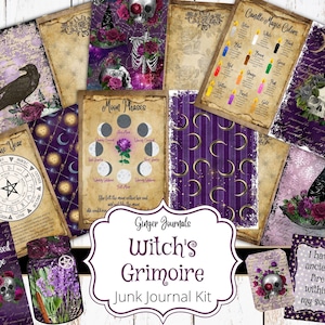 Hexen Grimoire Junk Journal Kit, Grimoire Journal, Junk Journal Printable, Junk Journal Papier, Scrapbook, Buch der Schatten Journal Kit, WT