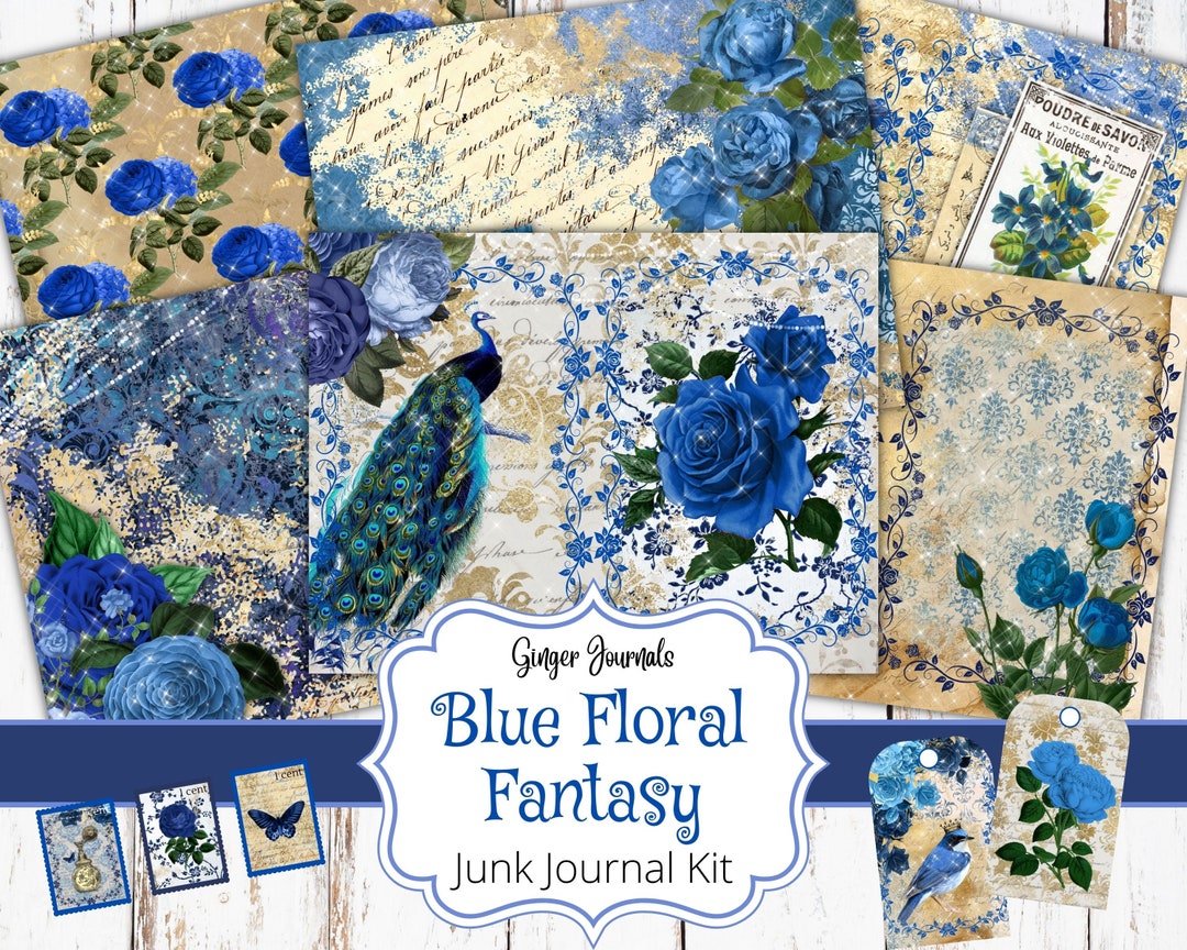 Junk Journal Kit Vintage Blue: Vintage Ephemera for Junk