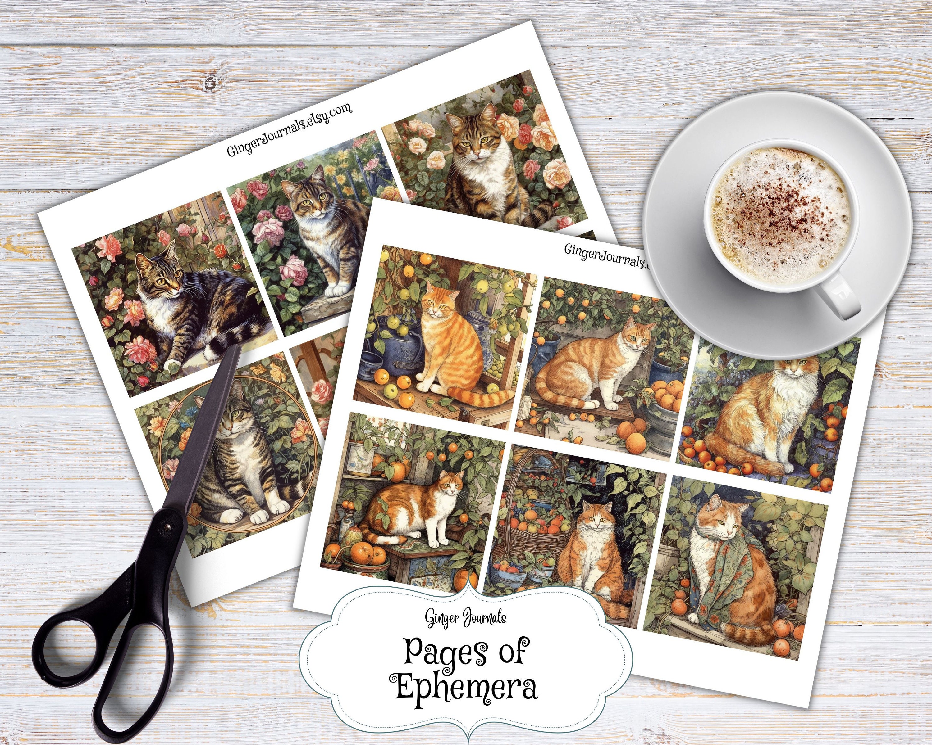 Cat Ephemera, Kitty Ephemera, Cat Add Ons, Junk Journal Printable ...
