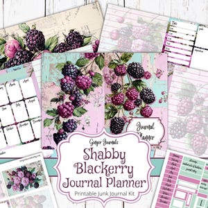 Shabby Blackberry Journal Planner, Junk Journal Kit, Blackberries Planner, Junk Journal Printable, Calendar, Ginger Journals, BBJK, PL