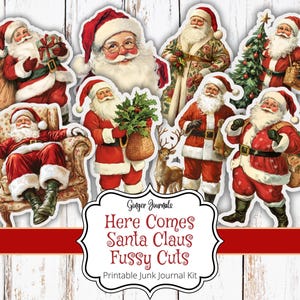 Aí vem o Papai Noel, cortes sofisticados, etiquetas de Natal para impressão, etiquetas para presente, kit de diário de lixo, diário de Natal, Natal, diários de gengibre, CM