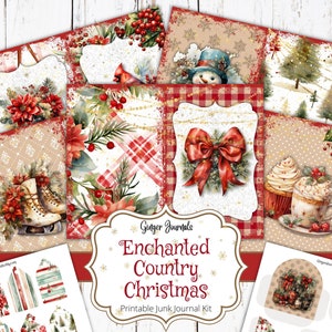 Kit per diario natalizio "Enchanted Country", diario natalizio stampabile, carta per diario, diario di Natale, Natale rustico, download, CM