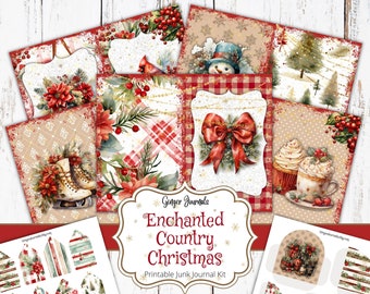 Enchanted Country Christmas Junk Journal Kit, Junk Journal Printable, Journal Paper, Christmas Journal, Rustic Christmas, Download, CM
