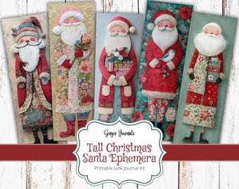 Santa Ephemera, Tall Santa, Junk Journal Kit, Junk Journal Printable, Ephemera, Christmas Journal, Ginger Journals, Christmas Bookmarks, CM