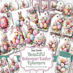 Bellissimi effimeri boho pasquali, kit di diario spazzatura pasquale, diario spazzatura stampabile, kit di diario spazzatura, effimeri pasquali, etichette pasquali, ES