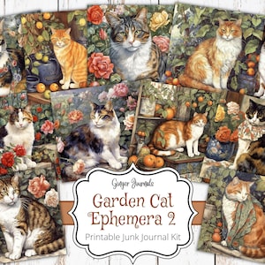 Éphémères chat, éphémères kitty, objets complémentaires pour chat, journal indésirable imprimable, album de scrapbooking à imprimer, étiquettes pour chat, journal pour chat, journaux gingembre, CT