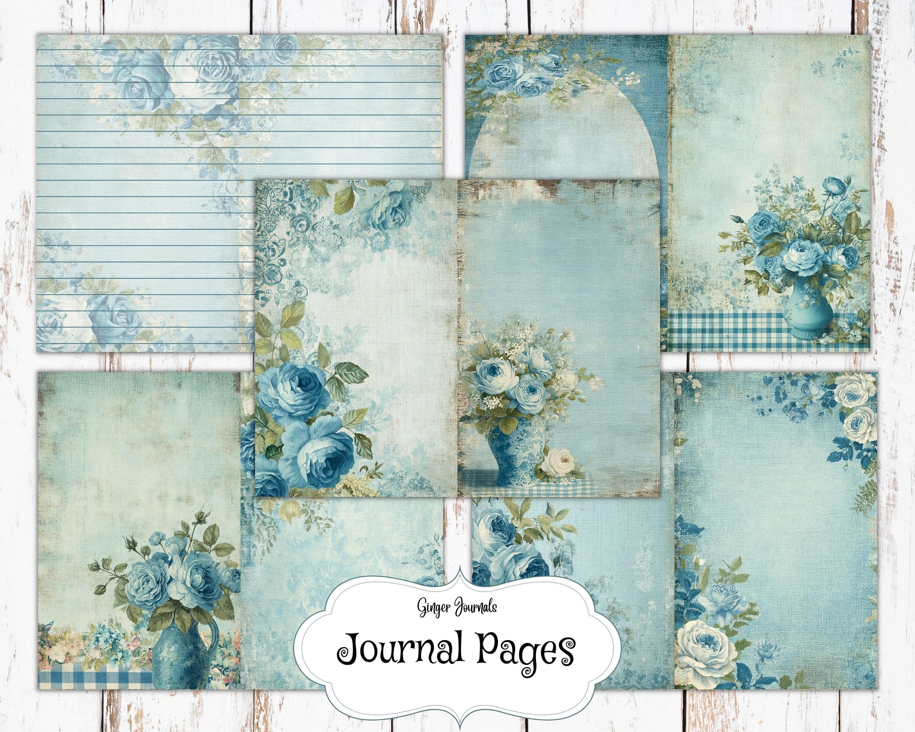 Shabby Floral Junk Journal Kit, Blue Floral, Junk Journal Printable ...