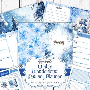 January Planner Junk Journal Kit, Winter Wonderland, Weekly Planner, Junk Journal Printable, Daily Planner, Journal Planner, Calendar, PL