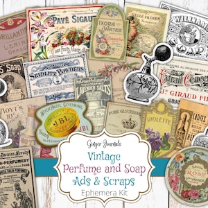 Vintage Perfume Ephemera Pages, Digital File, Vintage Scraps, Junk Journal Printable, Printable Ephemera, Soap Ads, Fussy Cuts, Vintage Ads