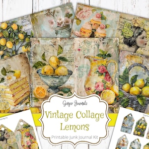 Vintage Collage Lemon Junk Journal Kit, Junk Journal Printable, Junk Journal, Orange Ephemera, Summer Journal, Oranges, GingerJournals