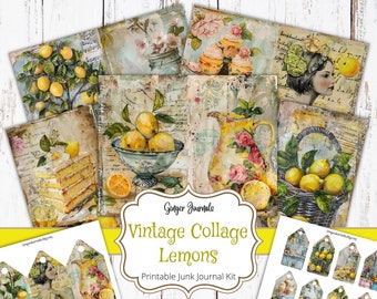 Vintage Collage Lemon Junk Journal Kit, Junk Journal Printable, Junk Journal, Orange Ephemera, Summer Journal, Oranges, GingerJournals