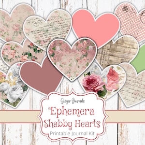 Kit éphémères coeurs minables, éphémères de la Saint-Valentin, kit de journal indésirable imprimable, éphémère de journal indésirable, kit de journal indésirable de la Saint-Valentin, coeurs, VT