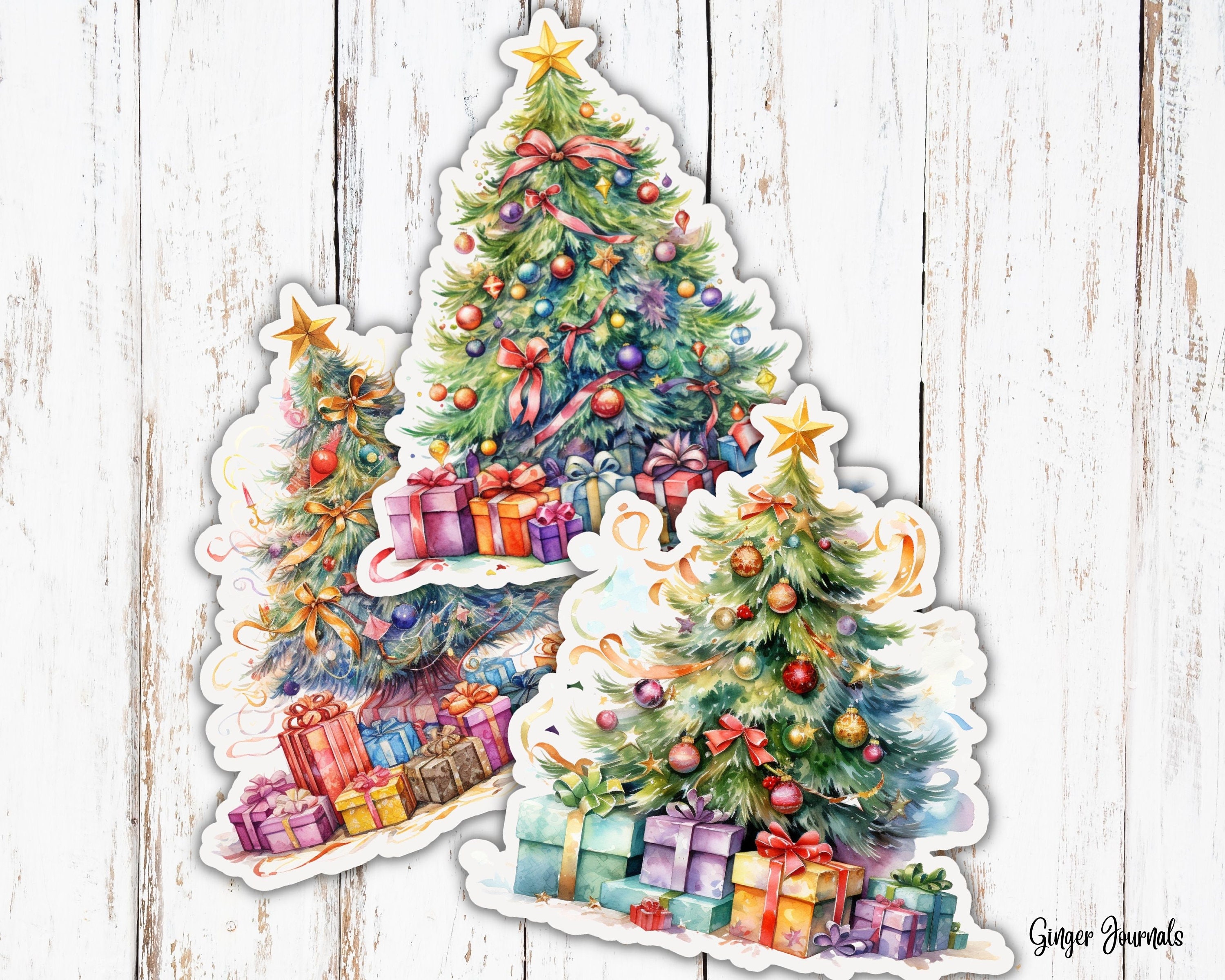 クリスマスツリーのファジーカット、ジャンクジャーナルキット