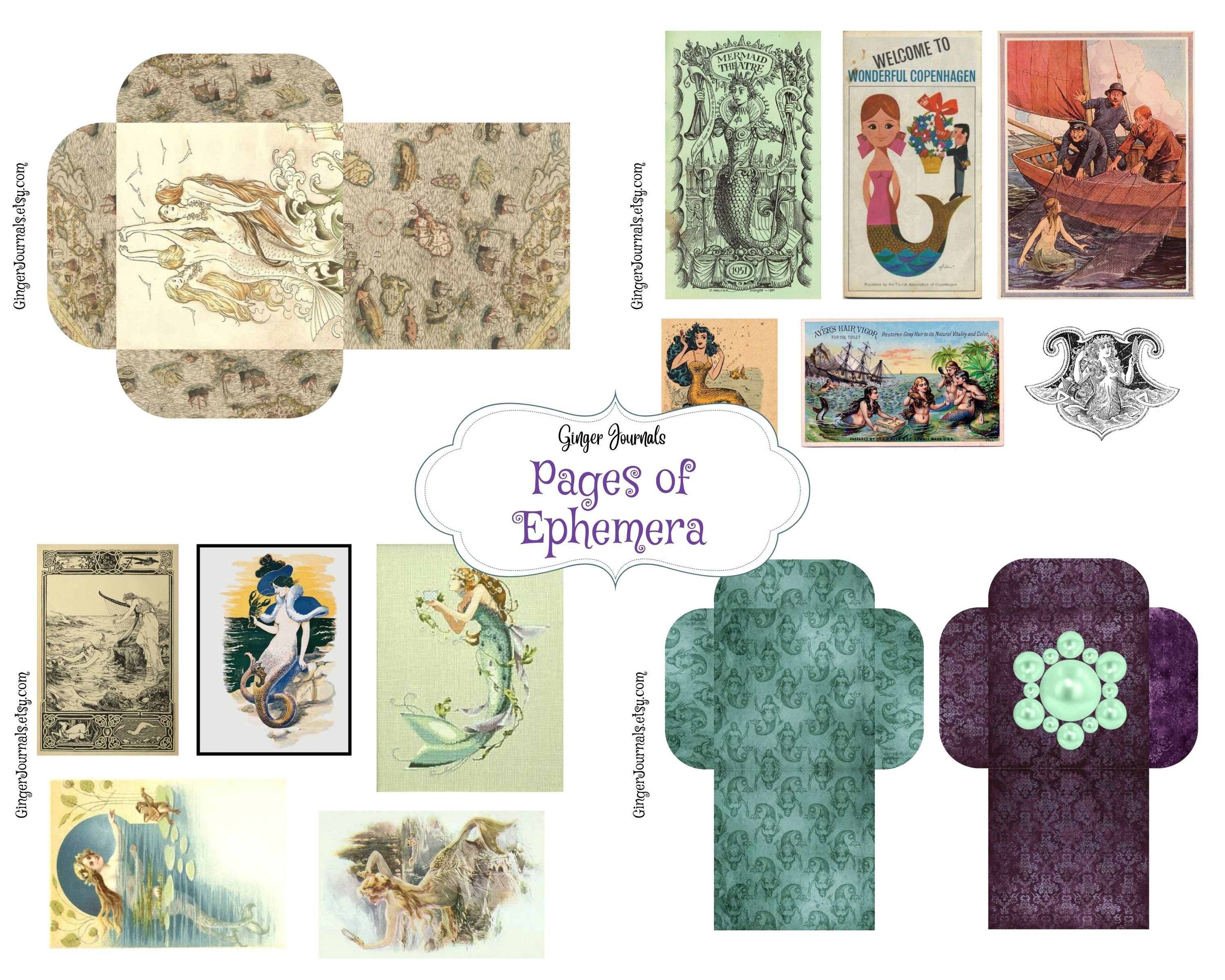 Vintage Mermaids Junk Journal Kit, Junk Journal Printable, Mermaid Junk ...
