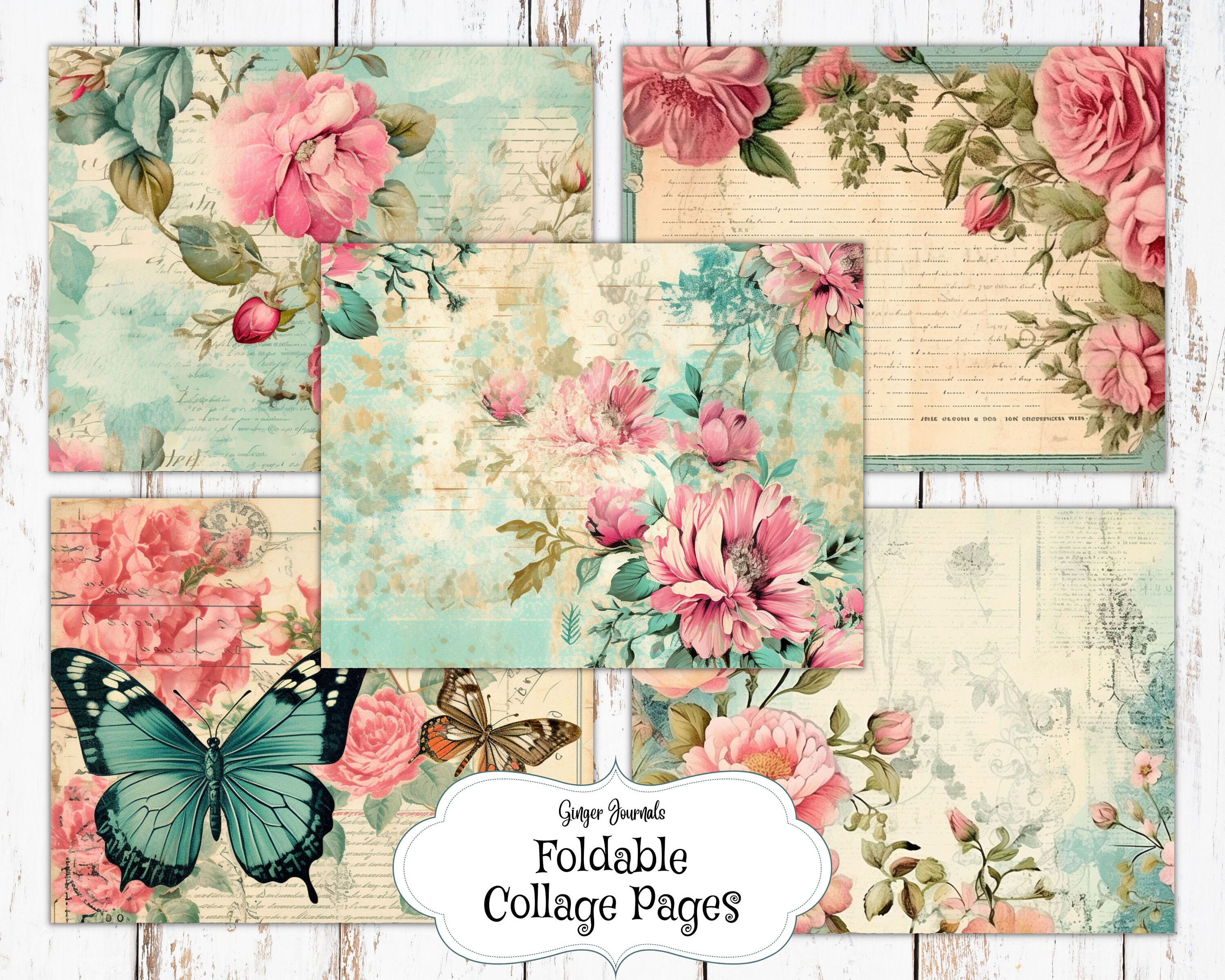 27 Pages Floral Junk Journal Kit, Junk Journal Printable, Journal Paper ...