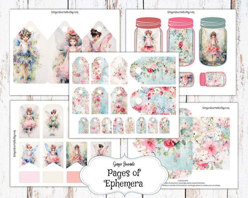 Whimsical Watercolor Fairies Junk Journal Kit, Fairies Ephemera, Junk Journal Printable, Fairy Paper, Fairy Junk Journal, Faerie, FY image 8