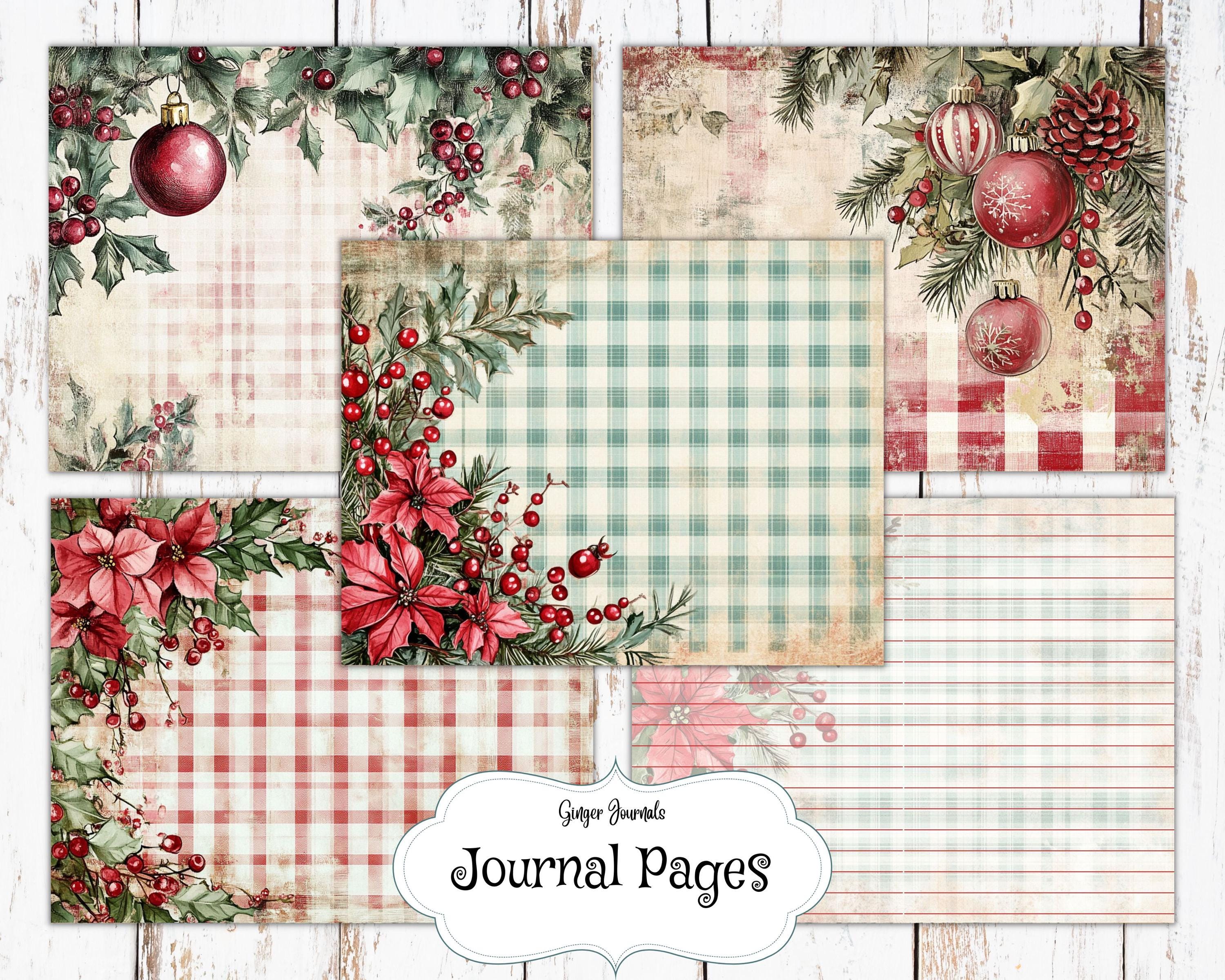 Christmas Floral Gingham Junk Journal Kit, Junk Journal Printable ...