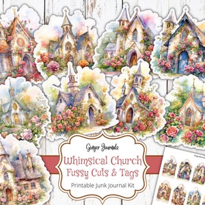 Grillige kerken kieskeurige sneden, afdrukbare ongewenste dagboeken, afdrukbare kortstondige, kieskeurige sneden, kortstondige, religieus, kerk, junk Journal Kit