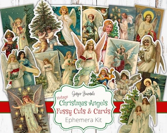 Christmas Vintage Ephemera, Angel Ephemera, Junk Journal Printables, Fussy Cuts, Christmas Junk Journal, Christmas Scrapbook, CM