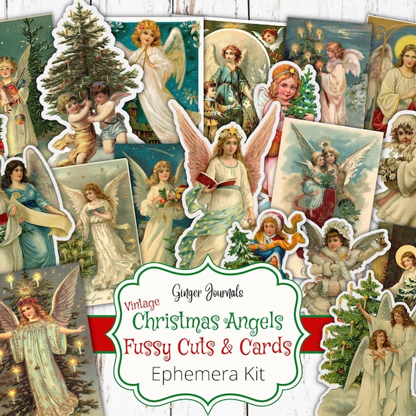 Christmas Vintage Ephemera, Angel Ephemera, Junk Journal Printable, Fussy Cuts, Christmas Junk Journal, Christmas Scrapbook, CM