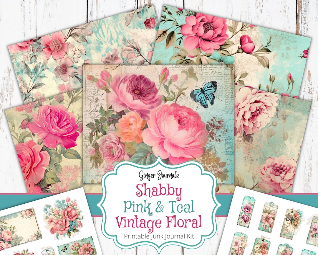 27 Pages Floral Junk Journal Kit, Junk Journal Printable, Journal Paper ...