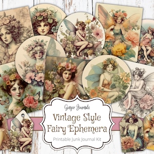 éphémères féeriques de style vintage, éphémères de fées, journal indésirable imprimable, éphémères féeriques vintage, journal indésirable féerique, album de scrapbooking fée, FY