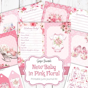 Baby Junk Journal Kit, Baby Journal, Junk Journal Printable, Baby Shower Journal, Baby Scrapbook, Baby Wachstum Tags, Ginger Journals