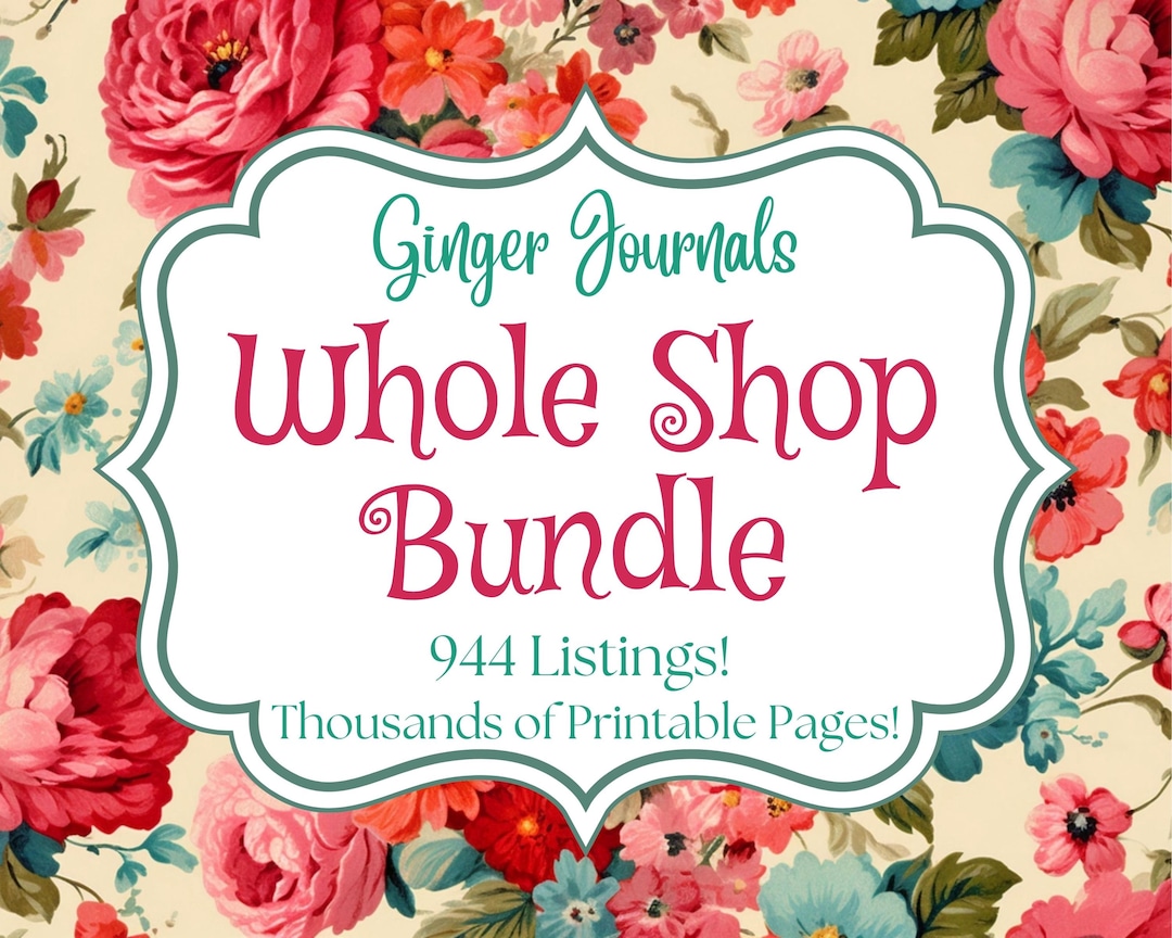 Whole Shop Bundle, Ginger Journals, 944 Listings, Junk Journal Printable Kits, Digital Dow
