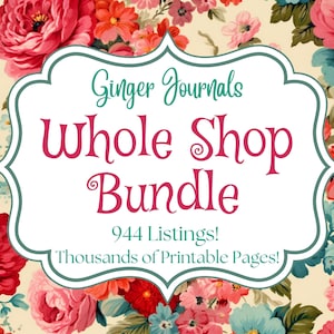 Complete winkelbundel, Ginger Journals, 944 artikelen, printbare Junk Journal-kits, digitale downloads, dagboekpagina's, efemera, Fussy Cuts