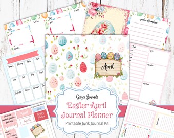 April Planner Junk Journal Kit, Easter, Weekly Planner, Junk Journal Printable, Daily Planner, Journal Planner, Calendar, PL