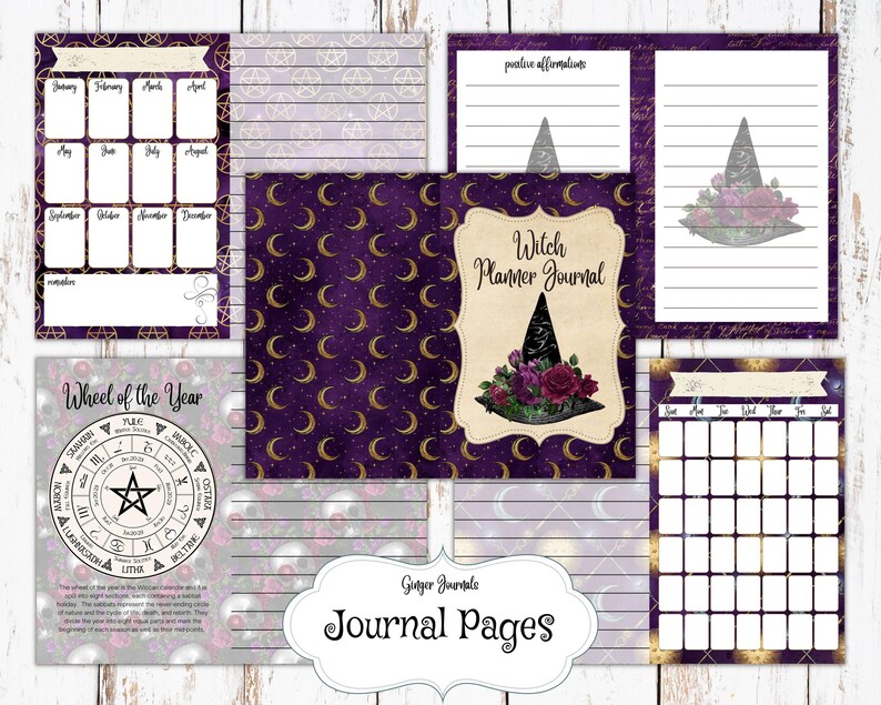 Purple Witch Junk Journal Kit, Witch Planner Pages, Junk Journal ...