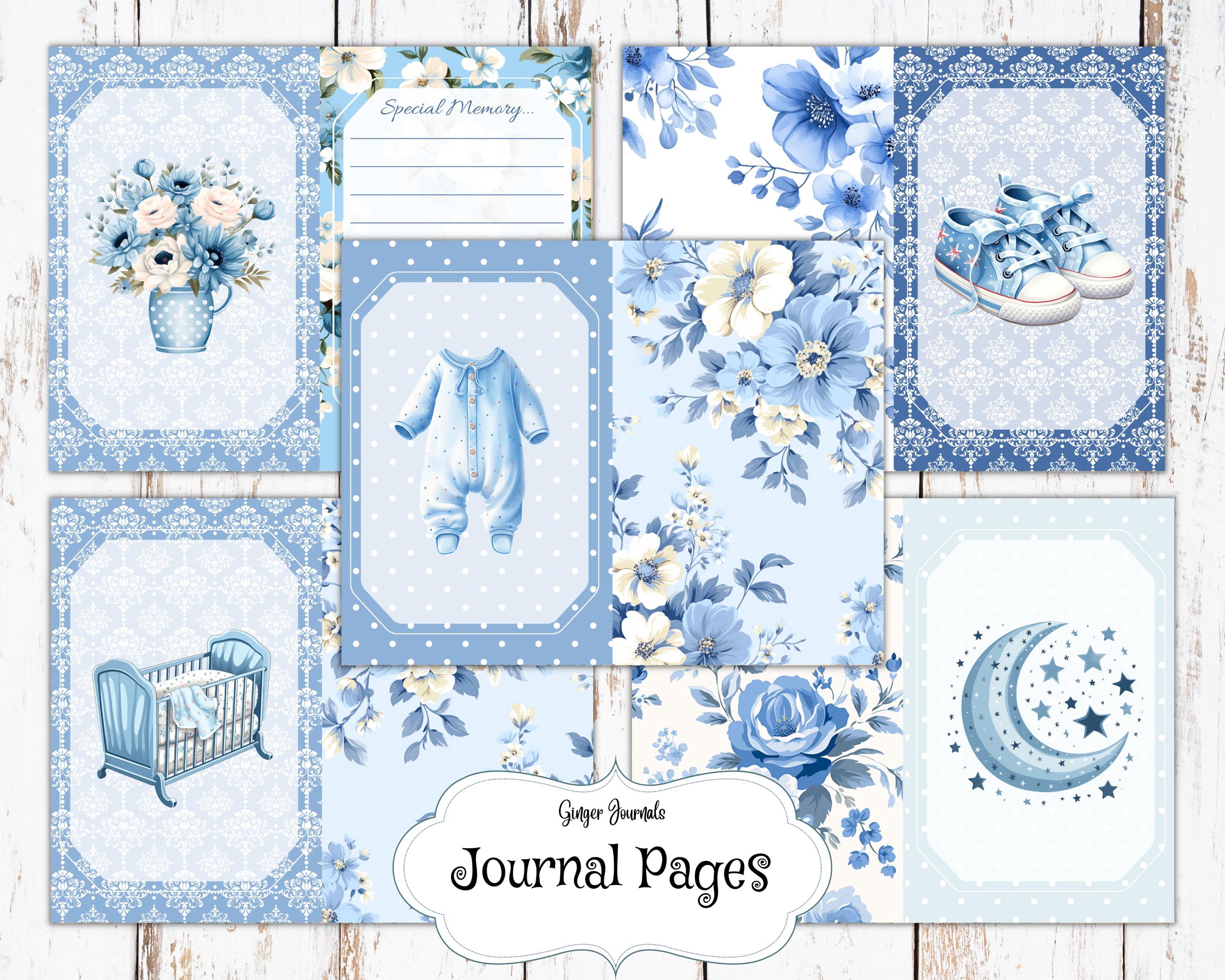 New Baby Junk Journal Kit, Blue Baby Journal, Junk Journal Printable, Baby Shower Journal, Baby ...