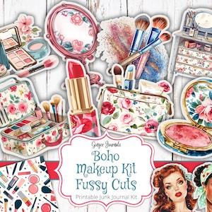 Boho-make-upkit kieskeurige snijwonden, kortstondige baktijd, afdrukbaar junkjournaal, kieskeurige coupes, make-upjunkjournaal, digitale download, gemberdagboeken