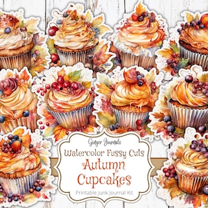 Cupcakes de Outono com Cortes Delicados, Diário de Junk para Imprimir, Lembrancinhas de Outono, Cortes Delicados de Outono, Lembrancinhas de Cupcakes, Diários de Gengibre, HW, CC