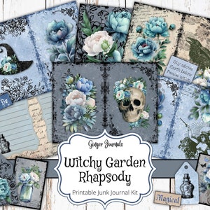 Witch Junk Journal Kit, Witchy Garden Rhapsody, Junk Journal Printable, Journal Kit, Book of Shadows Journal, Grimoire Pages, Download, WT