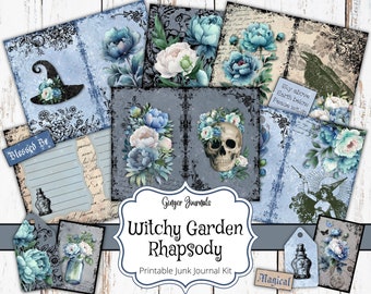 Witch Junk Journal Kit, Witchy Garden Rhapsody, Junk Journal Printable, Journal Kit, Book of Shadows Journal, Grimoire Pages, Download, WT