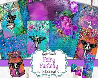 Kit de diario de recortes de fantasía de hadas, páginas para diario de recortes, kit de diario de recortes, diario de recortes de hadas, álbum de recortes de hadas, papel de hadas, efímeros, boho, FY