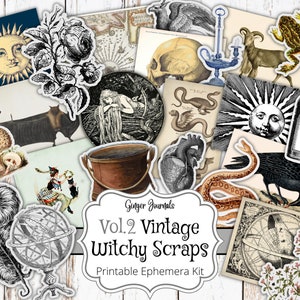 Hexe Ephemera, Hexen Scraps, digitaler Download, Gothic Ephemera Scraps, Hexen Junk Journal, Junk Journal Printable, Grimoire Journal, WT