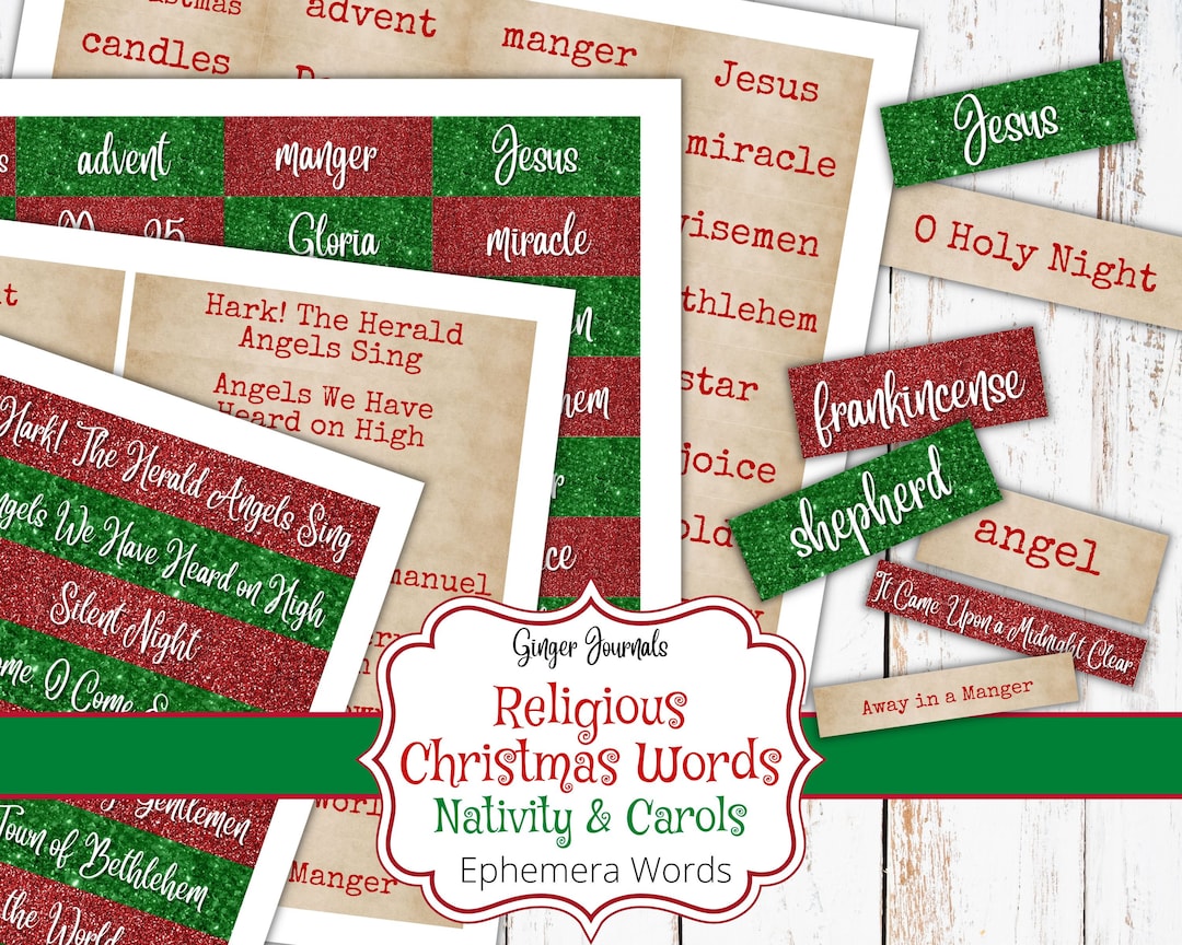 Religious Christmas Words, Junk Journal Printable, Junk Journal ...