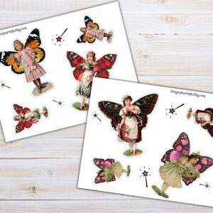 Puede incluir: Papel digital imprimible con im&aacute;genes de hadas con alas de mariposa. Las hadas llevan vestidos y sostienen flores. El papel es perfecto para scrapbooking, creaci&oacute;n de tarjetas y otros proyectos de manualidades.