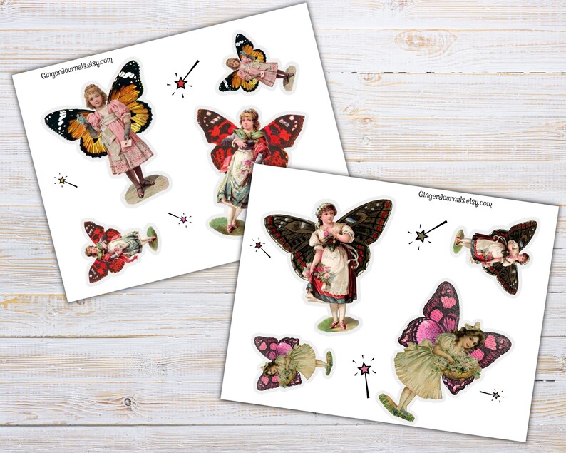 Puede incluir: Papel digital imprimible con im&aacute;genes de hadas con alas de mariposa. Las hadas llevan vestidos y sostienen flores. El papel es perfecto para scrapbooking, creaci&oacute;n de tarjetas y otros proyectos de manualidades.