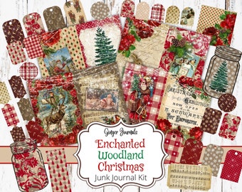 Enchanted Woodland Christmas, Christmas Junk Journal Kit, Journal Printable, Christmas Journal, Christmas Scrapbook, Rustic Junk Journal, CM