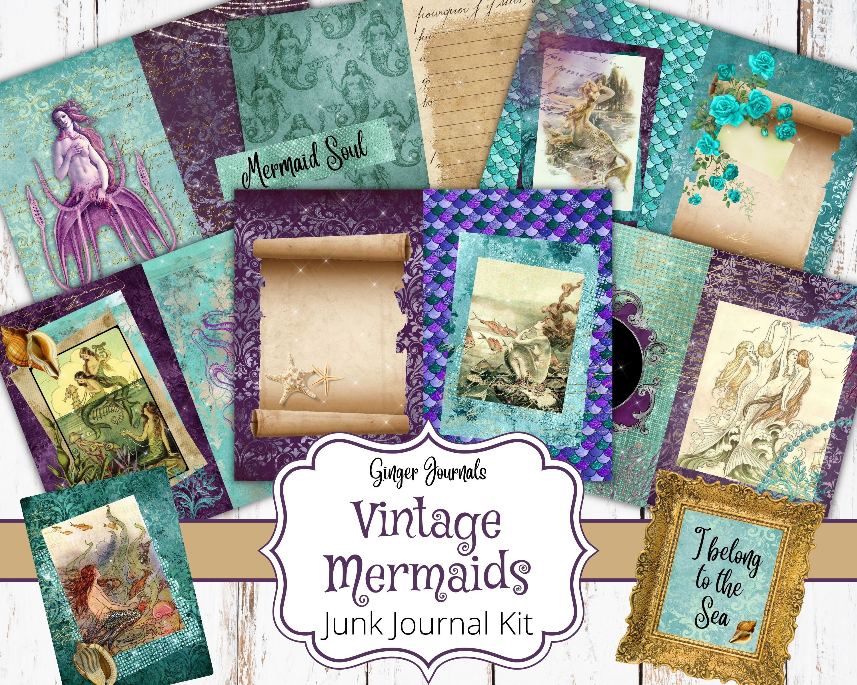 Vintage Mermaids Junk Journal Kit, Junk Journal Printable, Mermaid Junk ...