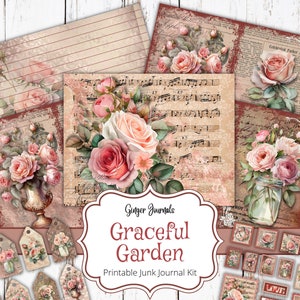 Floral Junk Journal Kit, Garden, Junk Journal Printable, Junk Journal Kit, Ephemera Kit, Floral Junk Journal, Boho, Ginger Journals