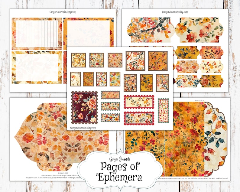 Autumn Watercolor Ephemera Pack, Junk Journal Kit, Fall Journal Kit ...