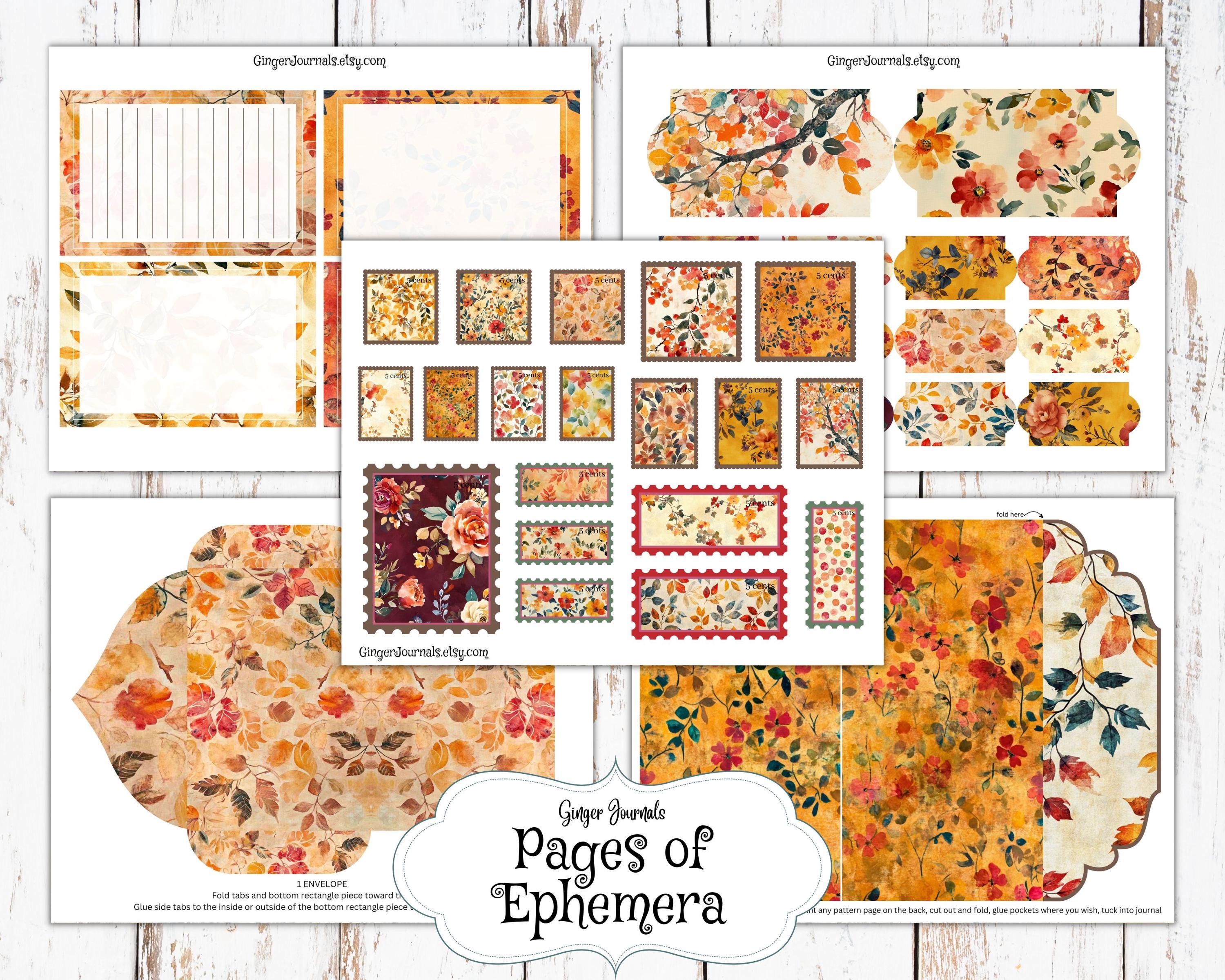 Autumn Watercolor Ephemera Pack, Junk Journal Kit, Fall Journal Kit ...